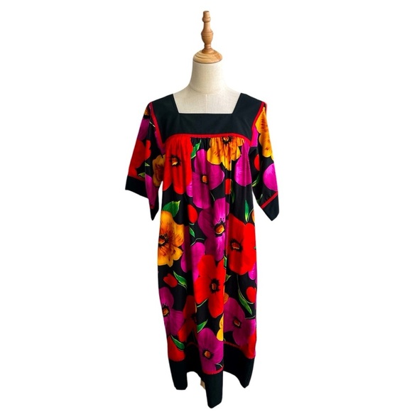 Krist Gudnason California Vintage Floral Kaftan House Dress 1970 Mumu Size Small - Picture 8 of 8